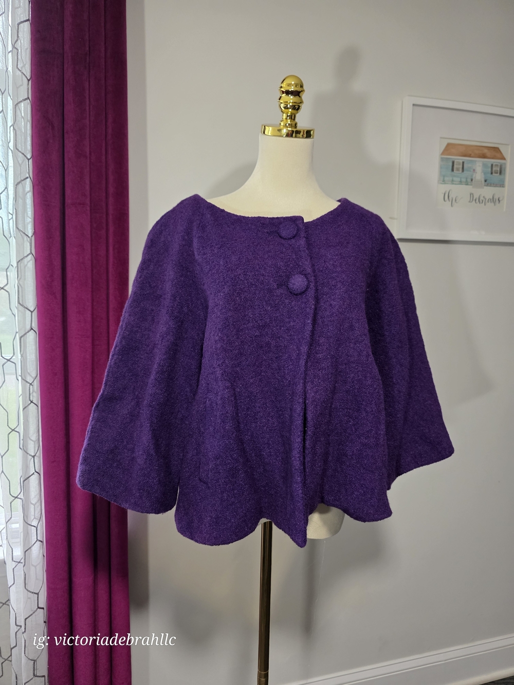 Vintage Spense Purple Swing Cape Jacket